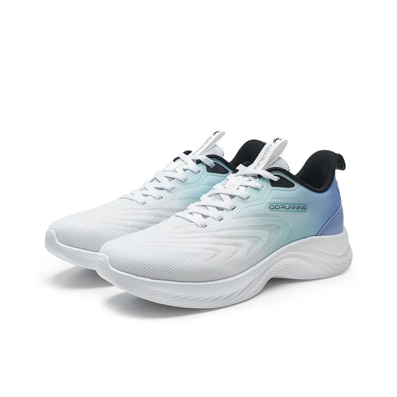 QIAODAN Anti Slip Wear Resistant Low Top Casual Running Shoes Men's White Blue-1