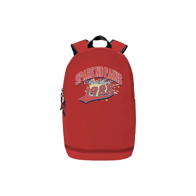 Spare No Pains. Polyester Backpack Regular Unisex Red/White-0
