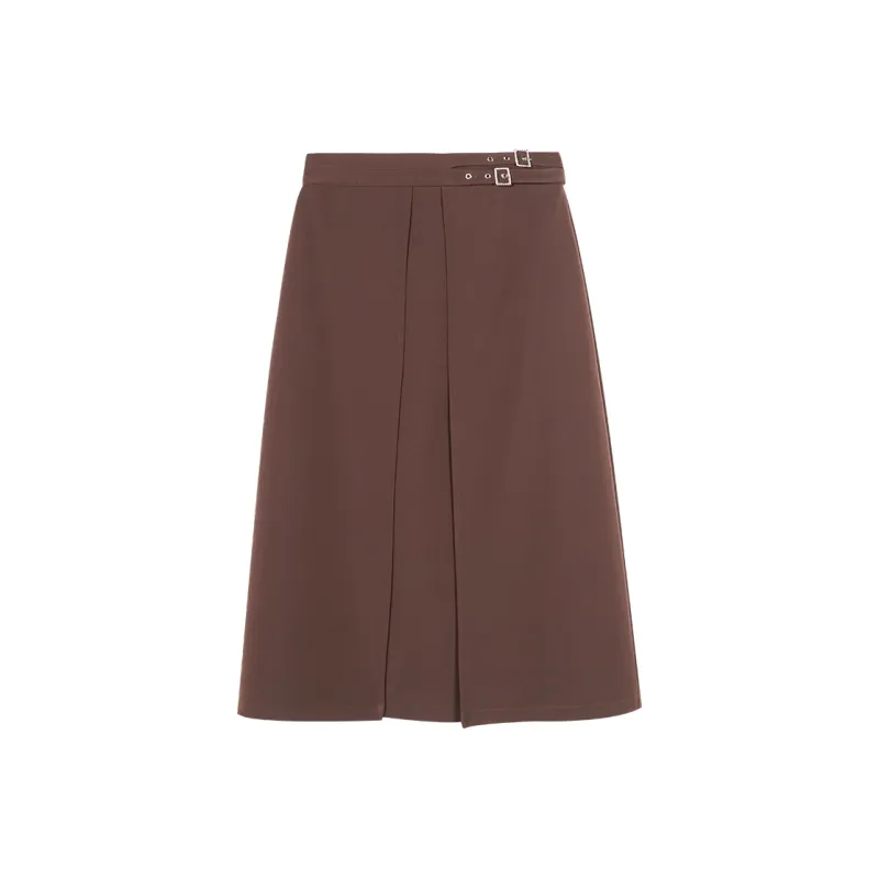 MISSSHINE Casual Long Skirts Women's Dark Coffee-0