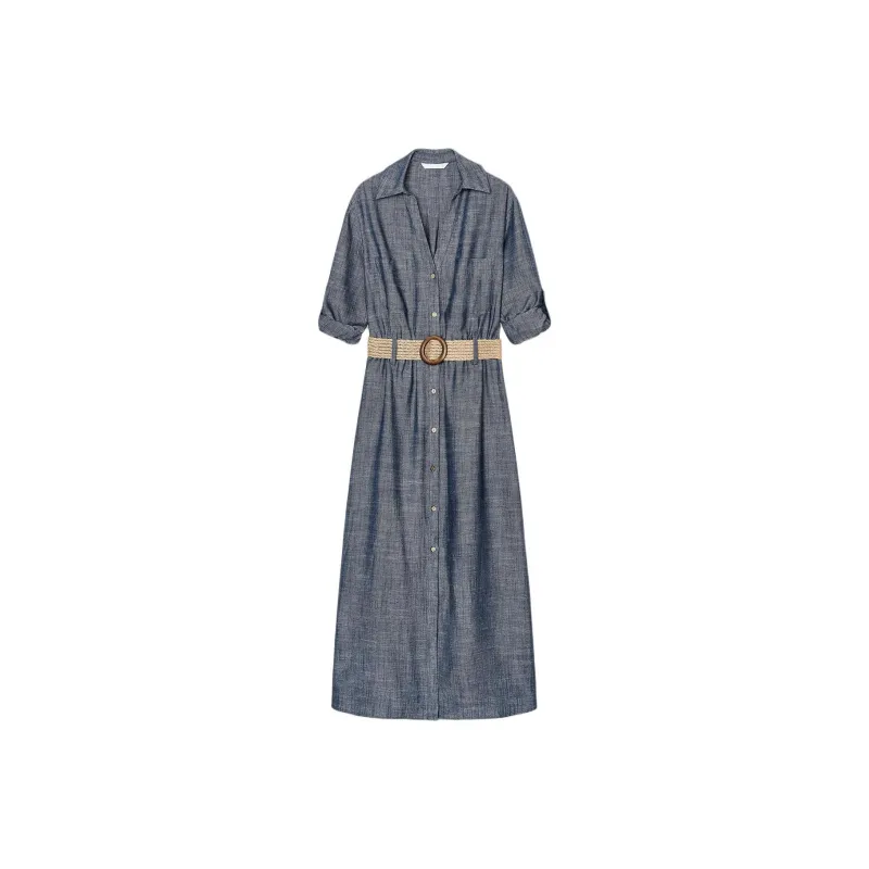 ZARA Long Sleeved Dress Women's Indigo-0