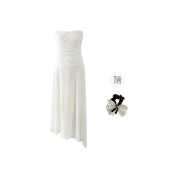 PAVEA Sleeveless Dress Women's Beige+Hair Tie Comes With