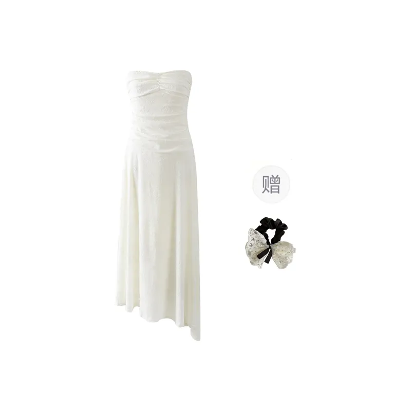 PAVEA Sleeveless Dress Women's Beige+Hair Tie Comes With-0