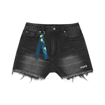 LiNing Denim Shorts Women's Black Washed Denim