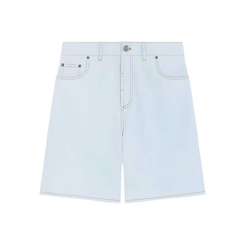 WE11DONE SS24 Denim Shorts Women's Light Blue-0