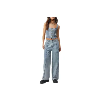 NASTY GAL Colorblock Wide Leg Denim Jeans Jeans Women's Multicolor