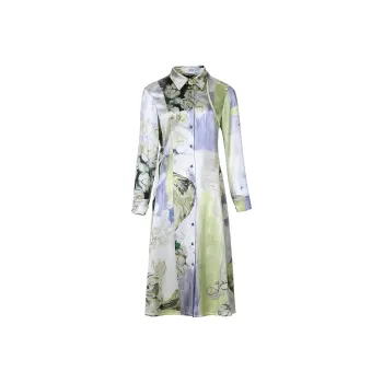 BBLLUUEE Long Sleeved Dress Women's Autumn Lunar Yellow