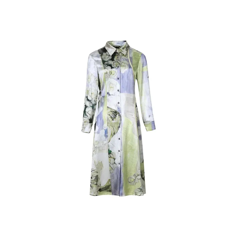 BBLLUUEE Long Sleeved Dress Women's Autumn Lunar Yellow-0