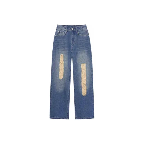 LA CRAWFISH Jeans Women's Washed Denim Blue