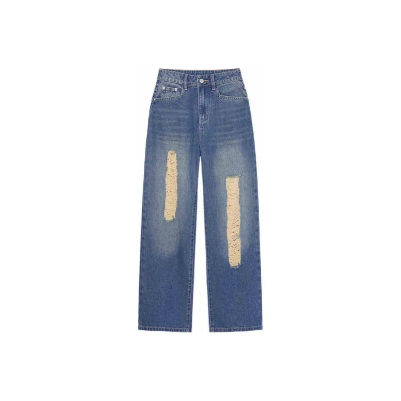 LA CRAWFISH Jeans Women's Washed Denim Blue-0