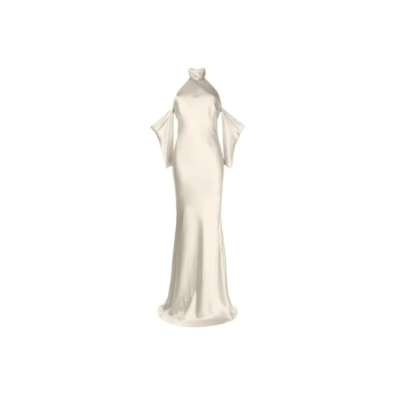 Michelle Mason Halterneck Drop sleeve Maxi Dress-0
