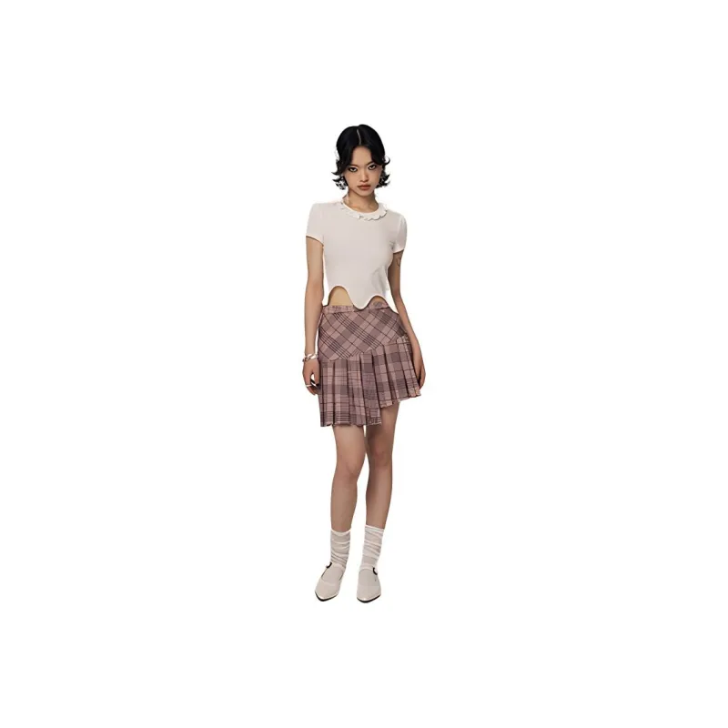 CatPunch Casual Short Skirts Women's Plaid-0