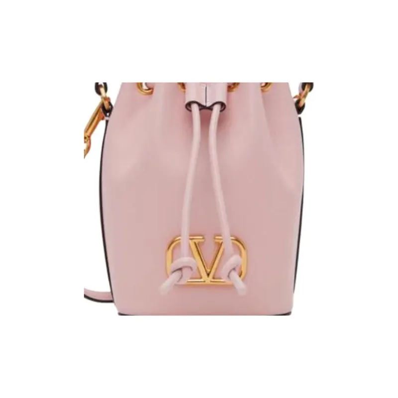 Valentino VLogo Signature Blended Material Bucket Bag, Shoulder Bag, Crossbody Bag, Handbag Mini Women's Nude Pink-3