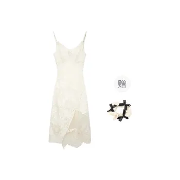 TURN UP Slip Dress Women's White+Bowknot Hair Tie Comes With