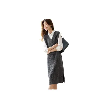 Mo Han Yi Mei Sleeveless Dress Women's Dark Gray