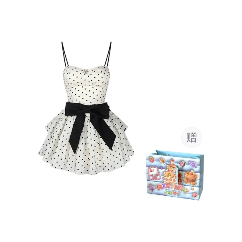 WOWI KCKS Slip Dress Women's Black Polka Dot-0