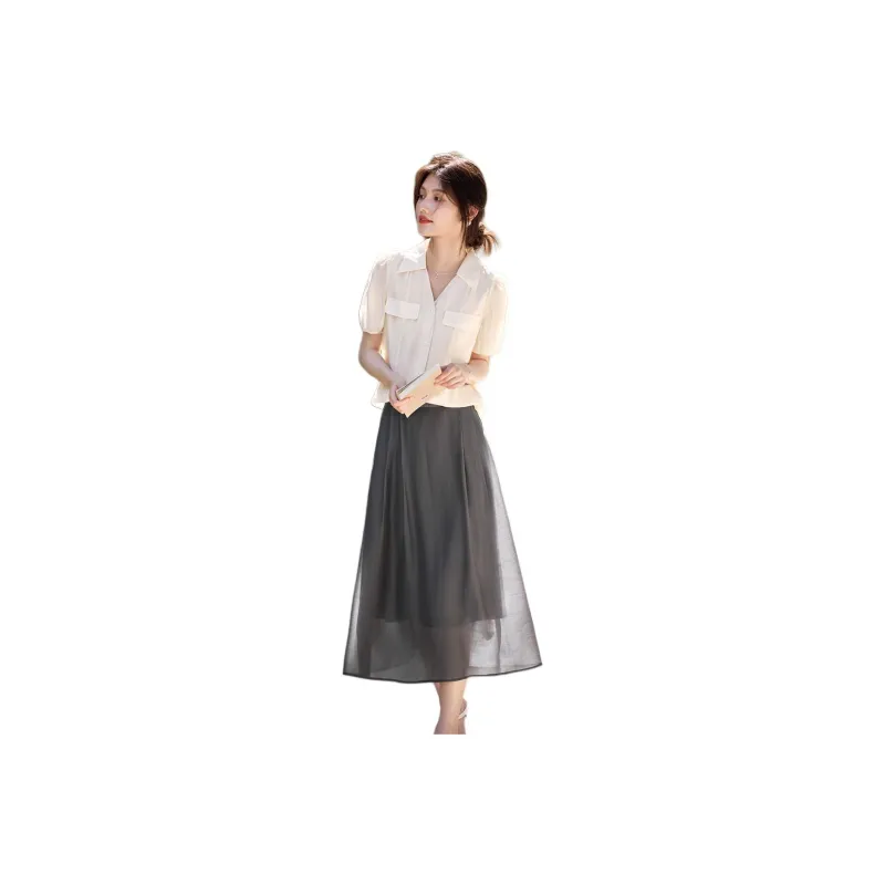 XWI Skirt Set Women's Ecru With Gray-0