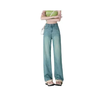 Menglaini Jeans Unisex Emerald Green
