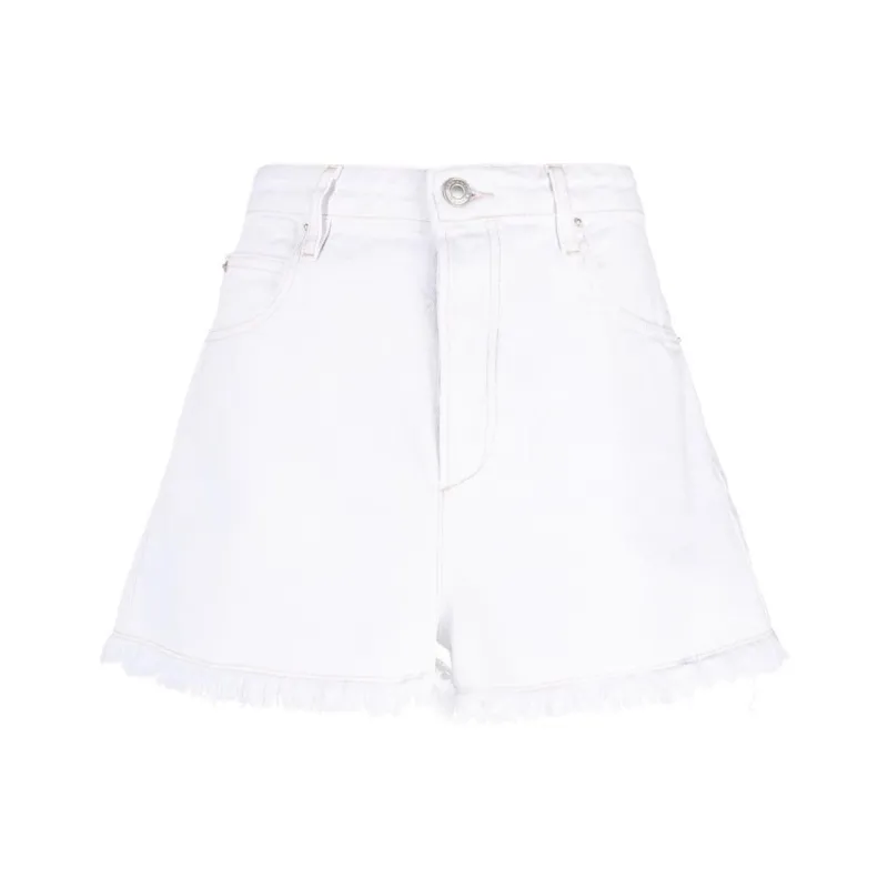 ISABEL MARANT Lesia Frayed Denim Shorts-0