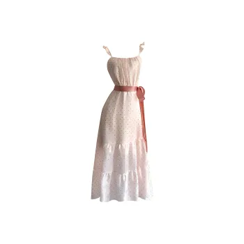 DOKZB Slip Dresses Women's Pink Polka Dot