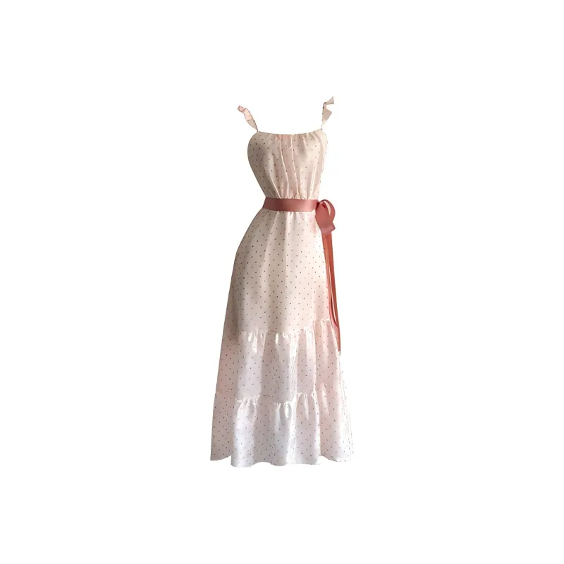 DOKZB Slip Dresses Women's Pink Polka Dot-0