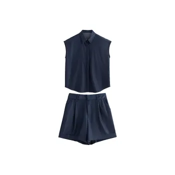 Initial Language Casual Suit Women's Denim Blue