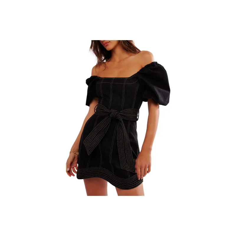 FREE PEOPLE Elliatt Adriatric Dress Short-Sleeved Dresses Women's BLACK/Black-0