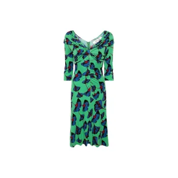 DVF Diane Von Furstenberg SS24 Long-Sleeved Dresses Women's Green