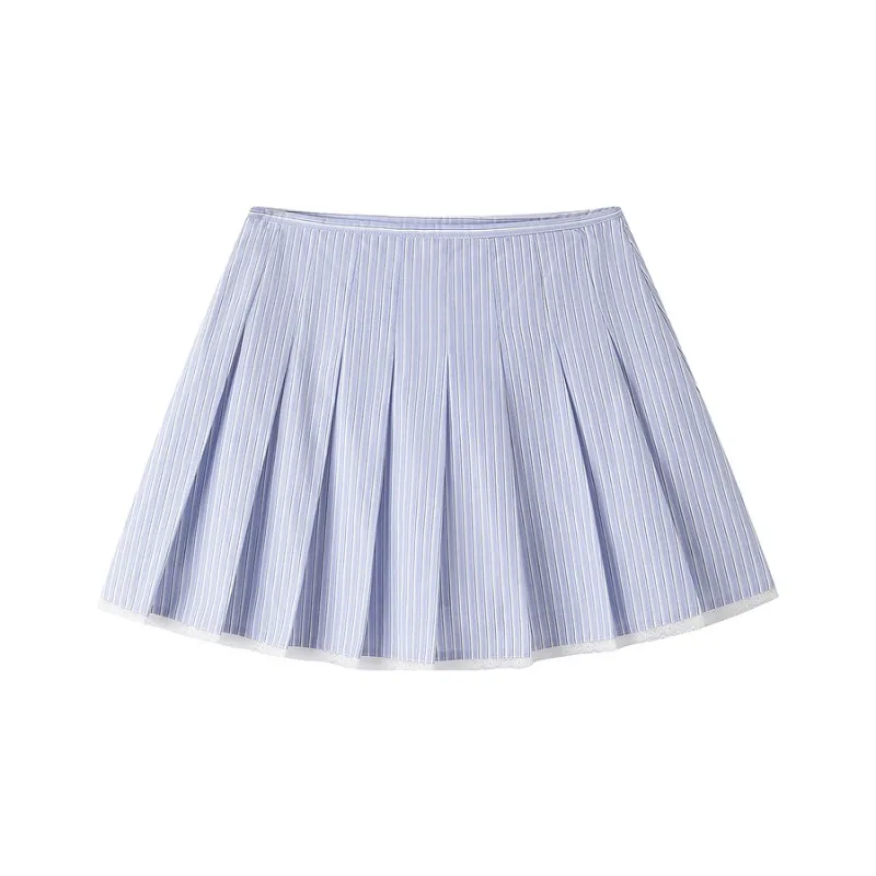 LEDIN Casual Short Skirts Women's Blue Stripes In Stock-0