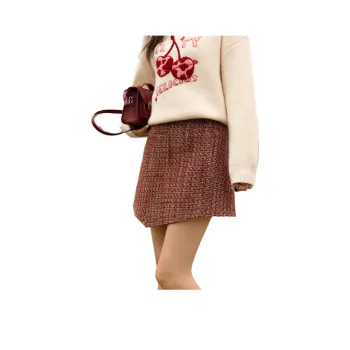 MISHOW Casual Short Skirts Women's Burgundy Red
