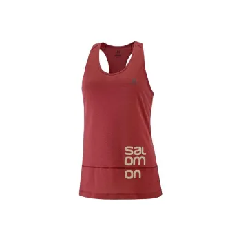 SALOMON CROSS RUN GRAPHIC Sleeveless Sports Shirts Women's Burgundy