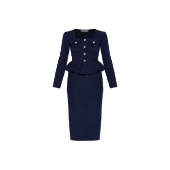 Self portrait Knitted Peplum Midi Dress