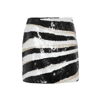 ELIE SAAB Zebra print Sequin embellished Miniskirt
