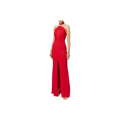 Elisabetta Franchi Logo Plaque Draped Red Carpet Dress