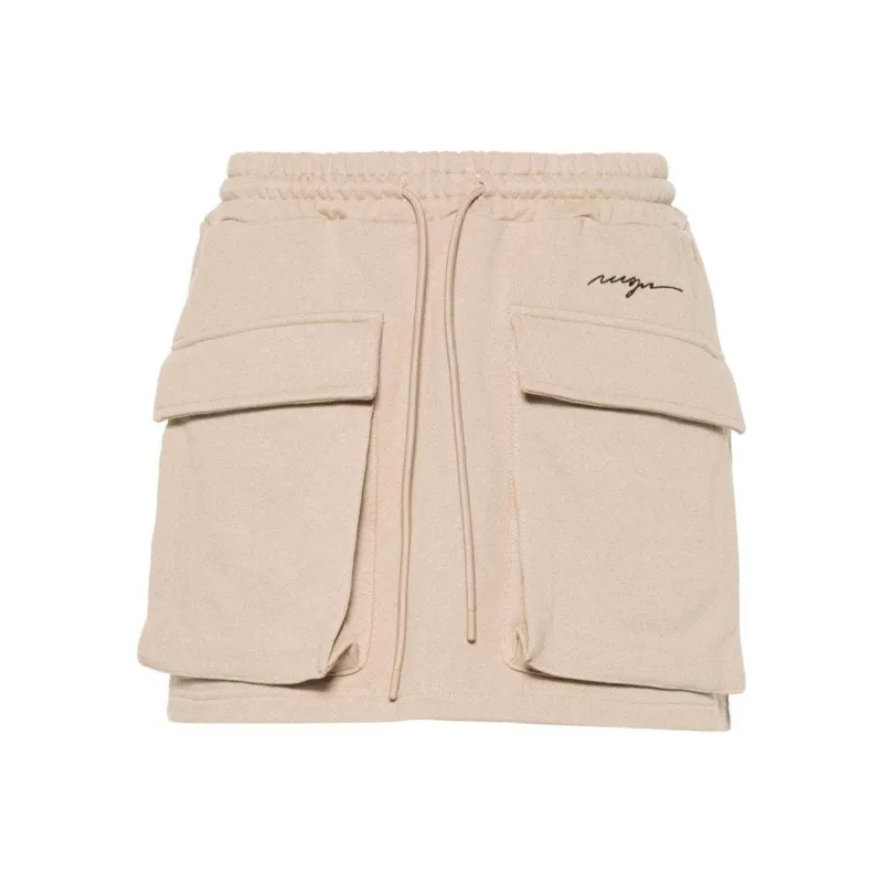 MSGM Logo Embroidered Drawstring Mini Skirt-0