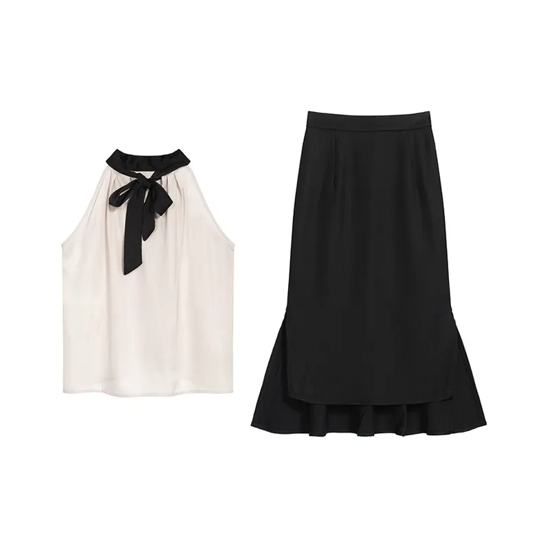 ETSE Skirt Set Women's Apricot+Black-0