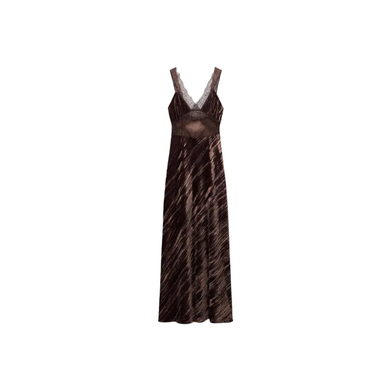 ZARA Slip Dresses Women's Chocolate-0