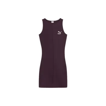 PUMA CLASSICS Ribbed Dress Sleeveless Dress Women's Midnight Plum Blossom