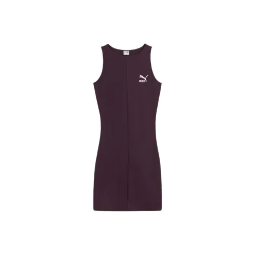 PUMA CLASSICS Ribbed Dress Sleeveless Dress Women's Midnight Plum Blossom