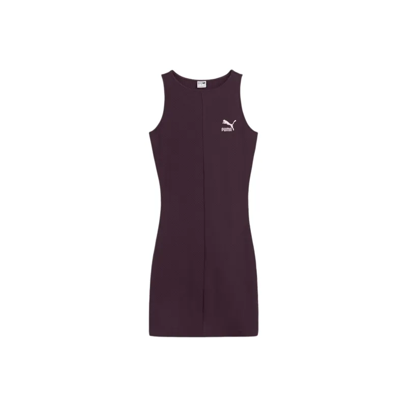 PUMA CLASSICS Ribbed Dress Sleeveless Dress Women's Midnight Plum Blossom-0