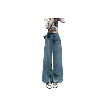 Menglaini Jeans Unisex Vintage Blue