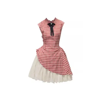 SKYA Sleeveless Dress Women's Red Plaid