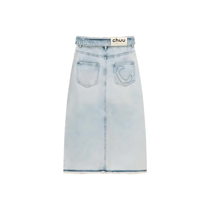 CHUU Casual Short Skirts Women's Light Denim Blue-0