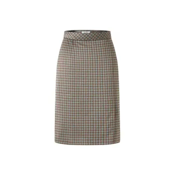 JZ. ANNAKRO Casual Long Skirts Women's Light Coffee Grid