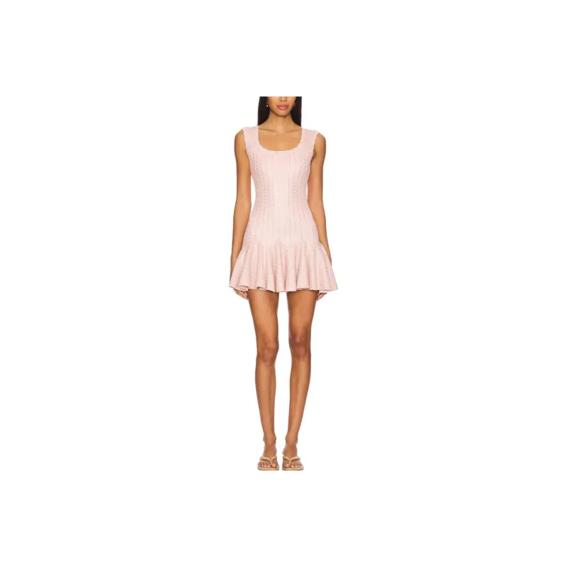 LOVESHACKFANCY Flared Knit Mini Dress-0