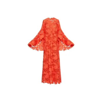 OSCAR DE LA RENTA Botanical Guipure-lace Kaftan Maxi Dress