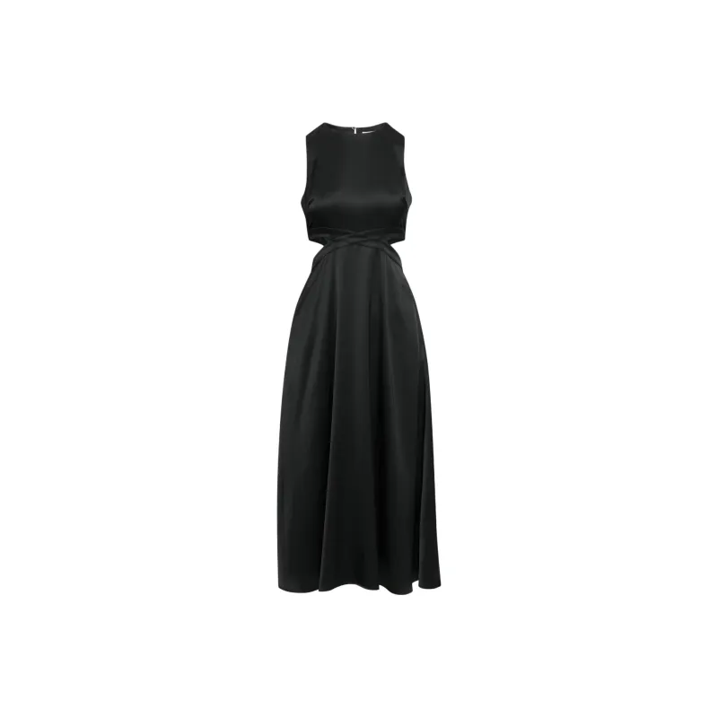 ARITZIA Babaton Cella Satin Dress Sleeveless Dress Women's Black-0