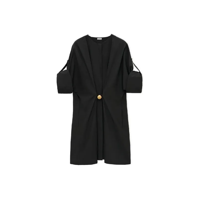 LOEWE Pebble Gather Detailed Mini Poplin Dress-0