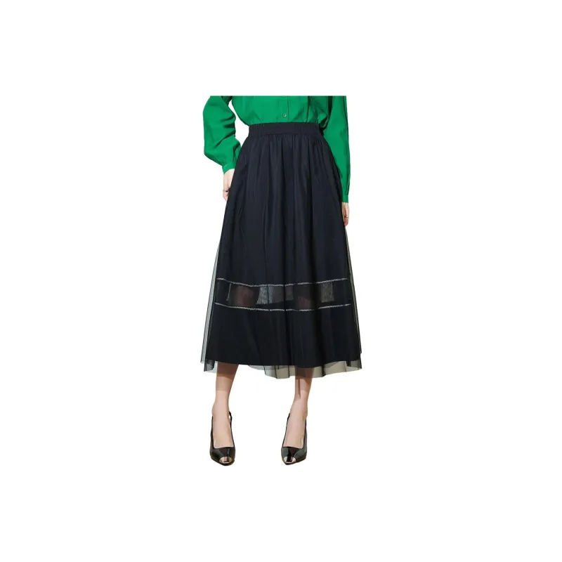 SMEN Casual Long Skirts Women's Black-0