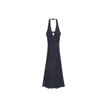 XIAOJUCHUANLI Slip Dress Women's Blue Print