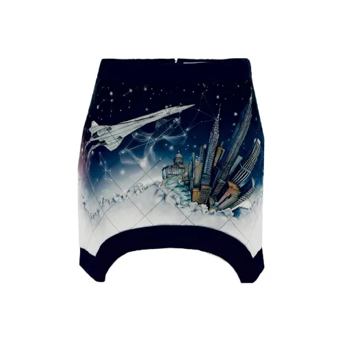 CASABLANCA Quilted Curved Hem Mini Skirt 'Satin'